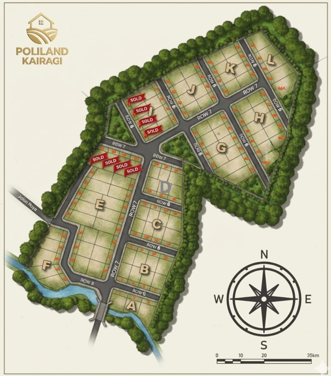 Peta kavling Poliland Kairagi dan status unit terjual